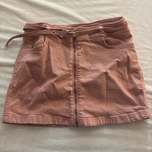 Zara Rose-Pink Zip Front Mini Skirt with Belt